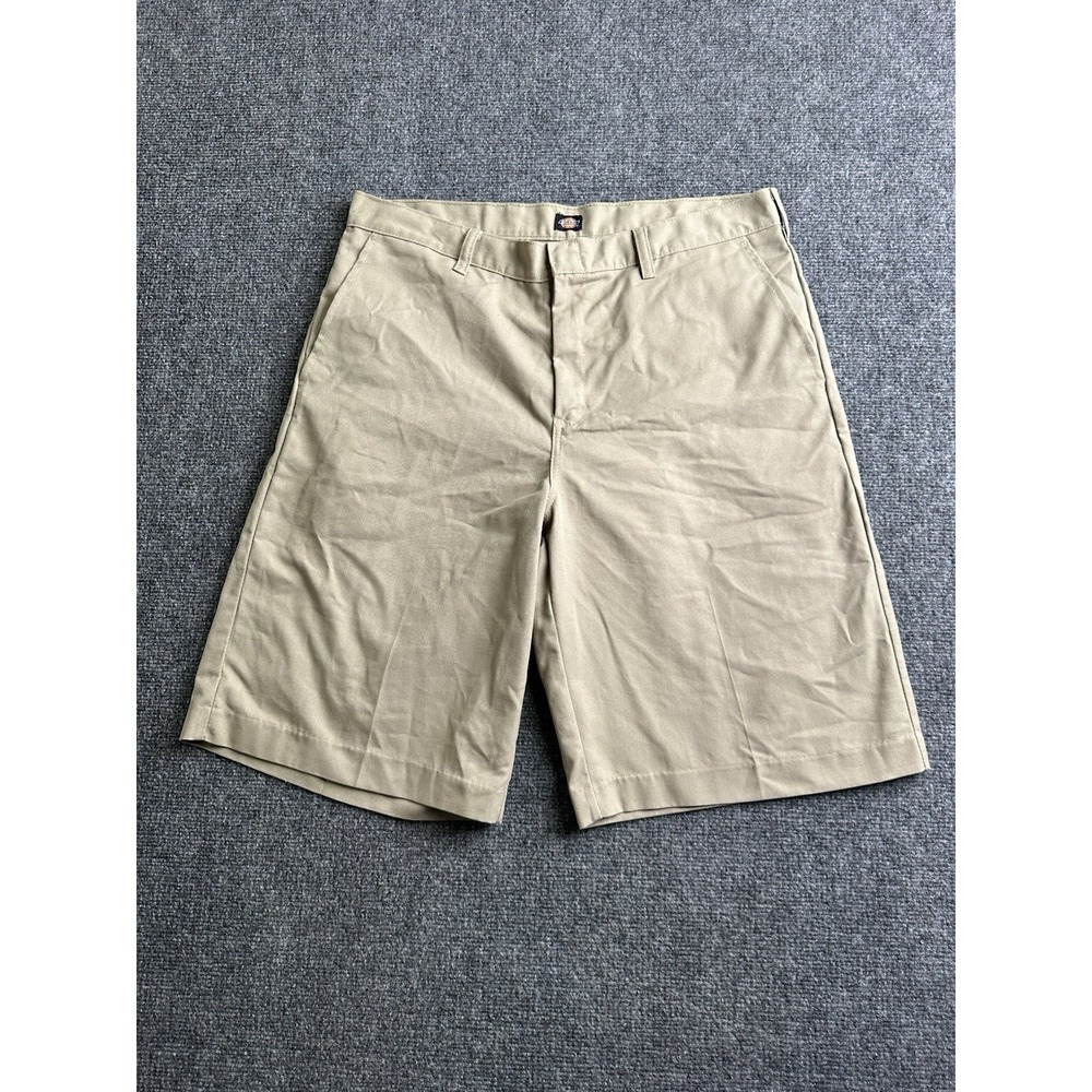 Mens Dickies Khaki Work Shorts Flat Front Utility Shorts, Size 34